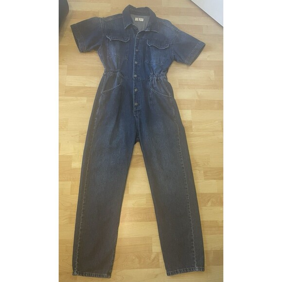Free People We The Free Marci Denim Jumpsuit Coveralls Sz. Large - Picture 7 of 12